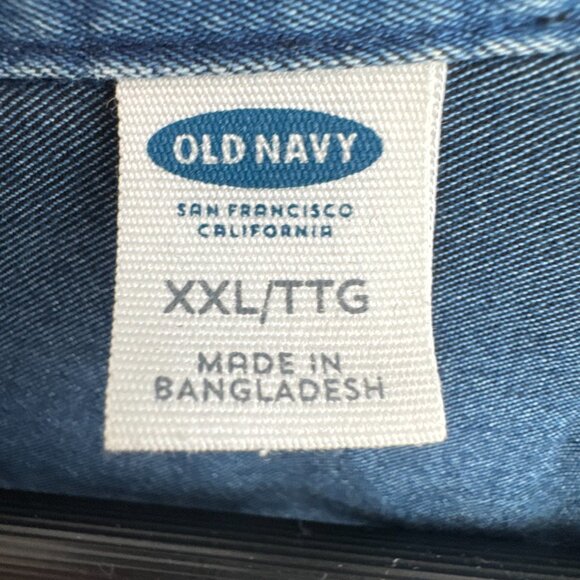 Old Navy Women’s Denim Shirt Dress XXL | Long Sleeve Button Front Casual 2XL - Picture 3 of 5